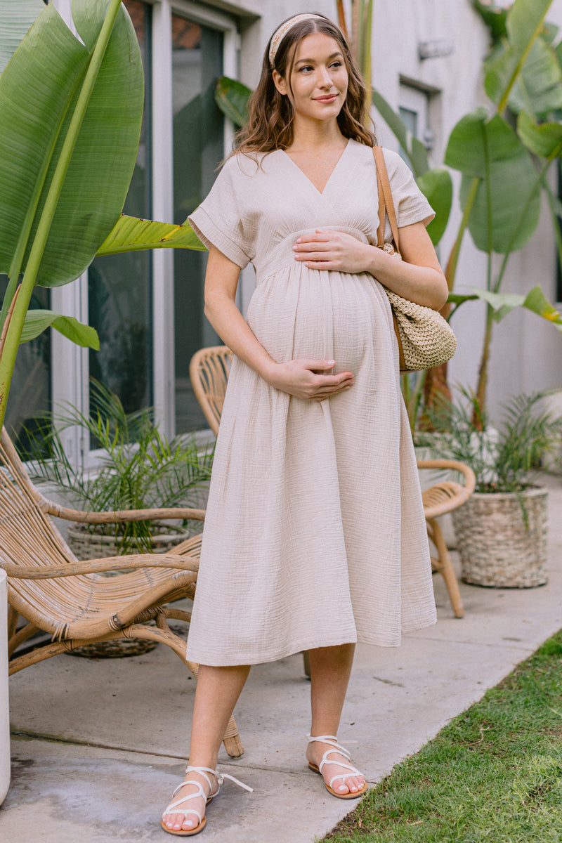 Waist Tie Maternity/Nursing Wrap Dress – HELLO MIZ