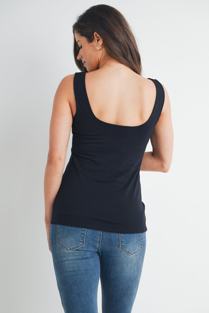 Black Sleeveless Sweetheart Maternity  Top Back View