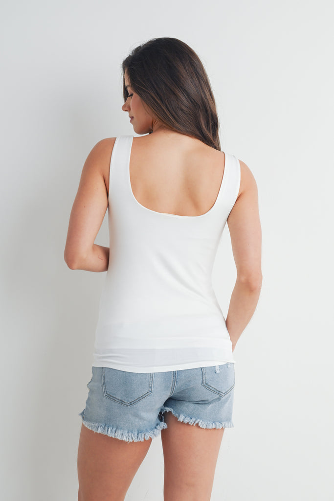 Ivory Sleeveless Sweetheart Maternity  Top Back View