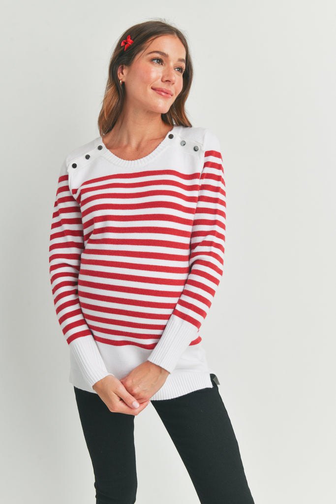 Lolmot Maternity Women Stripe Long Sleeves Solid Nursing Sweatershirt Tops  Blouse