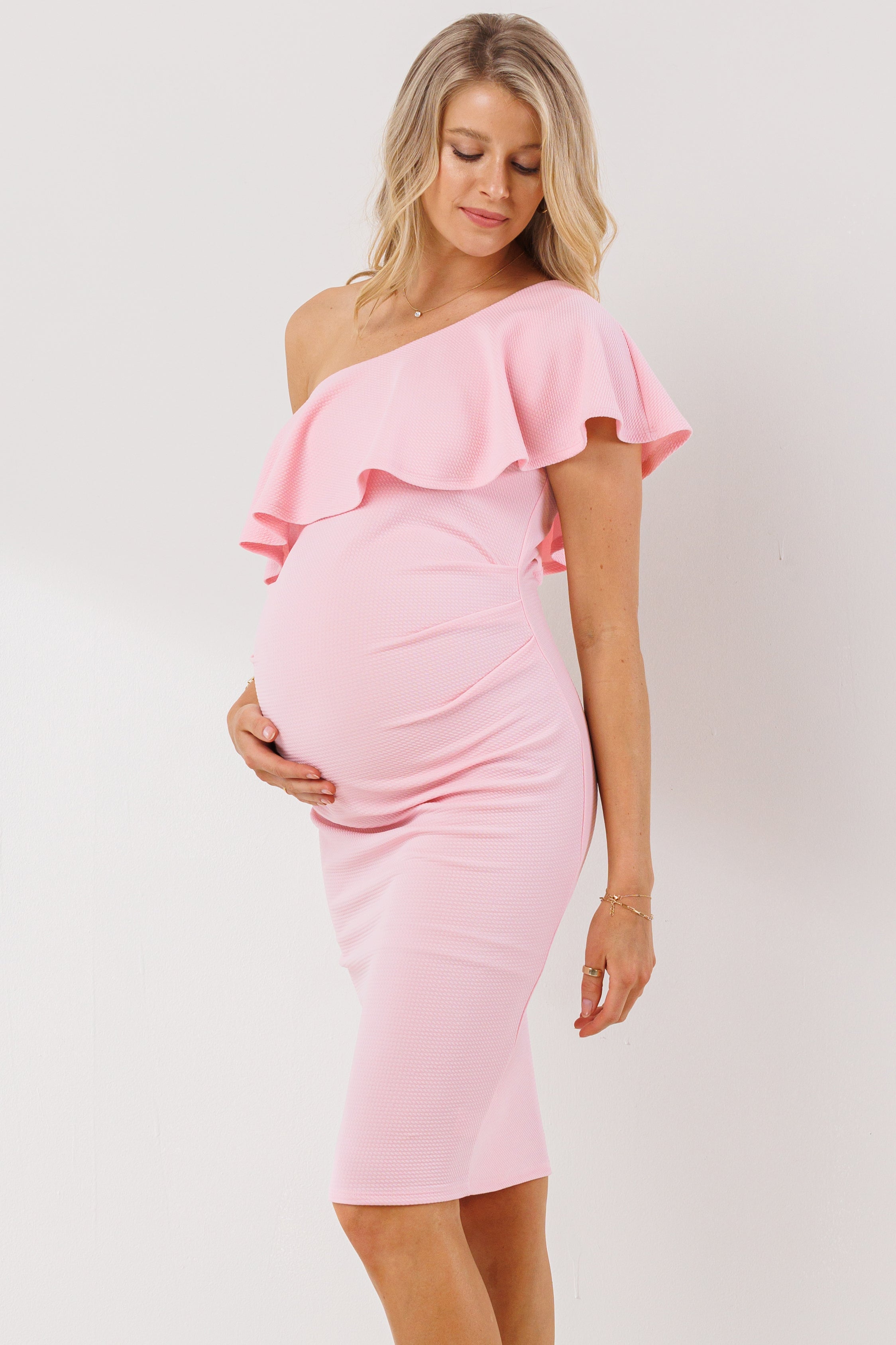 Maternity Ruffle Midi Bodycon Dress
